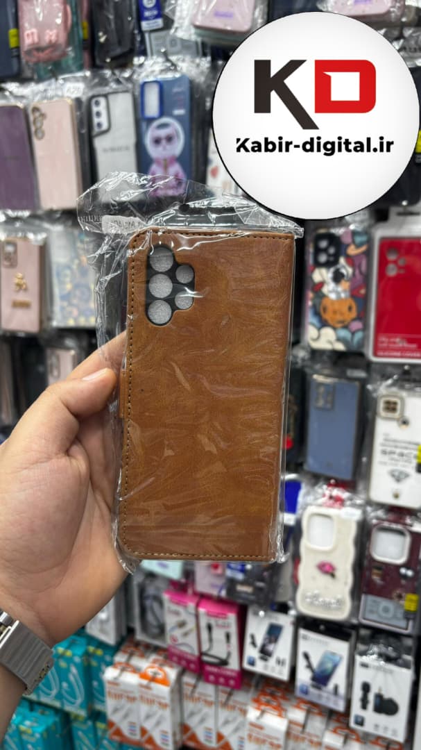 کیف گوشی Galaxy A23/A13سامسونگ چرم مگنتی جاکارتی بند آویز دار قهوه ایی
