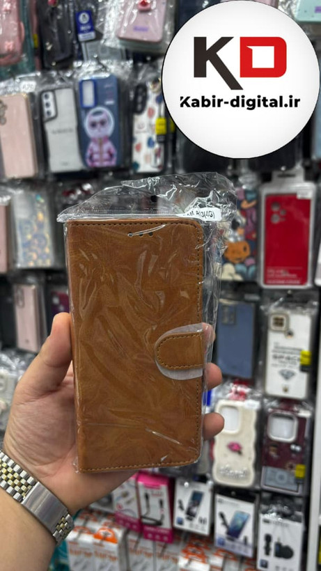 کیف گوشی Galaxy A23/A13سامسونگ چرم مگنتی جاکارتی بند آویز دار قهوه ایی