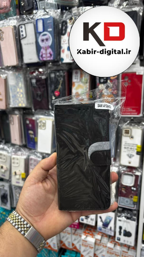 کیف گوشی Galaxy A23/A13سامسونگ چرم مگنتی جاکارتی بند آویز دار مشکی