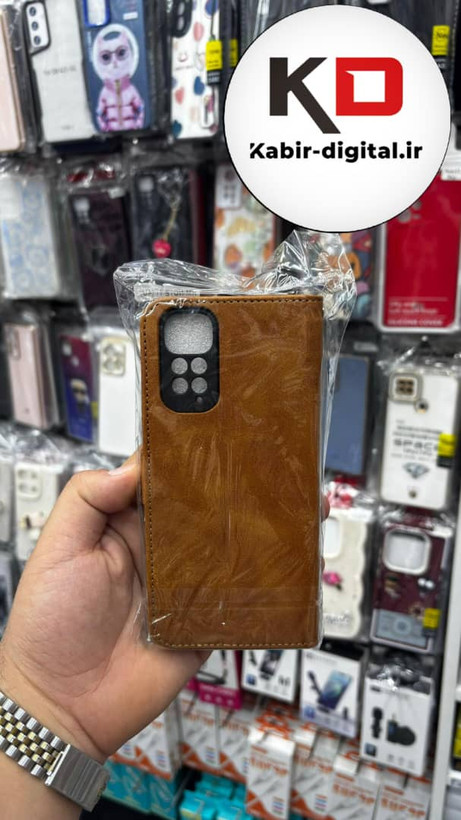 قاب گوشی Redmi Note 11/ Note 11s/ Note 12s شیائومی چرم مگنتی جاکارتی بند آویز دار قهوه ایی