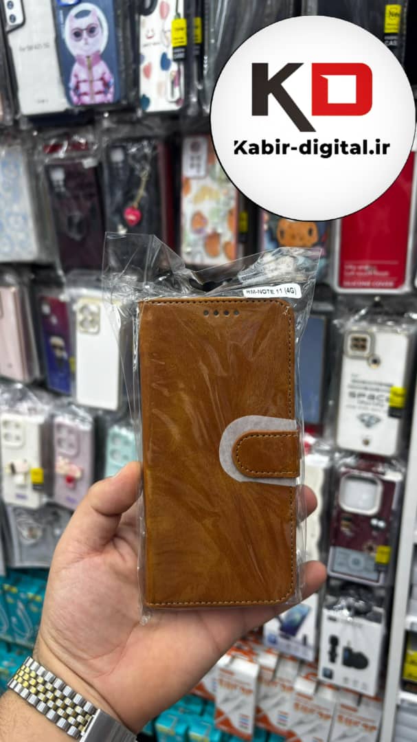 قاب گوشی Redmi Note 11/ Note 11s/ Note 12s شیائومی چرم مگنتی جاکارتی بند آویز دار قهوه ایی