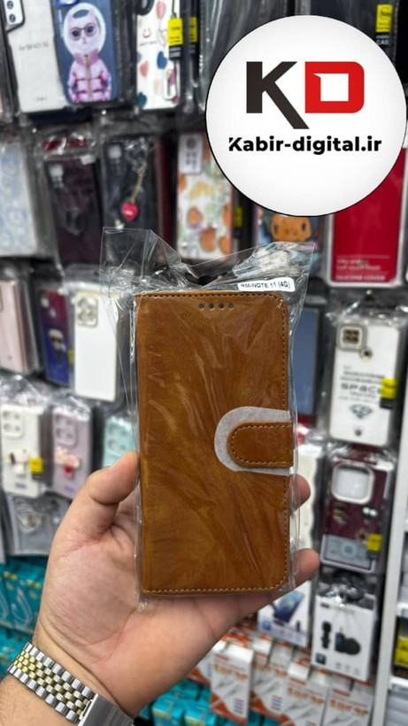 قاب گوشی Redmi Note 11/ Note 11s/ Note 12s شیائومی چرم مگنتی جاکارتی بند آویز دار قهوه ایی