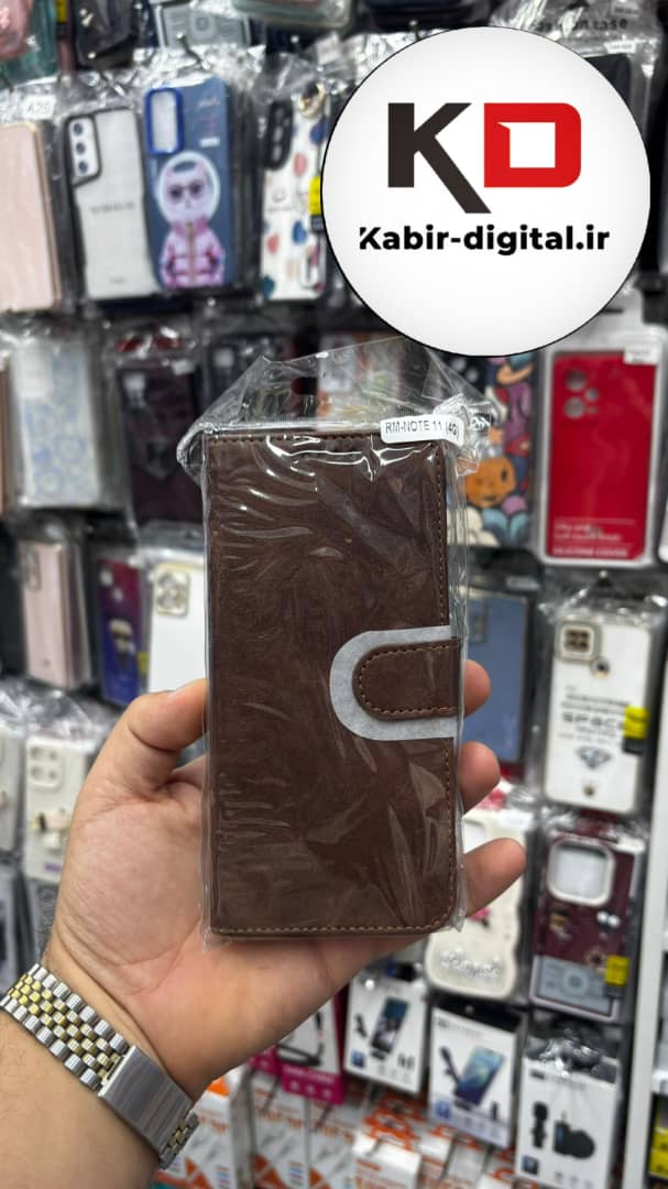 قاب گوشی Redmi Note 11/ Note 11s/ Note 12s شیائومی چرم مگنتی جاکارتی بند آویز دار قهوه ایی تیره