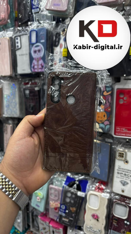 قاب گوشی Redmi Note 8 شیائومی چرم مگنتی جاکارتی بند آویز دار قهوه ایی تیره