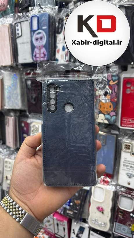 قاب گوشی Redmi Note 8 شیائومی چرم مگنتی جاکارتی بند آویز دار سرمه ایی
