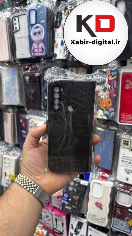 قاب گوشی Redmi Note 8 شیائومی چرم مگنتی جاکارتی بند آویز دار مشکی