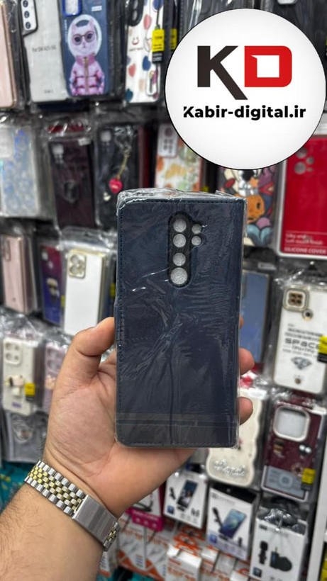 قاب گوشی Redmi Note 8 Pro شیائومی چرم مگنتی جاکارتی بند آویز دار سرمه ایی