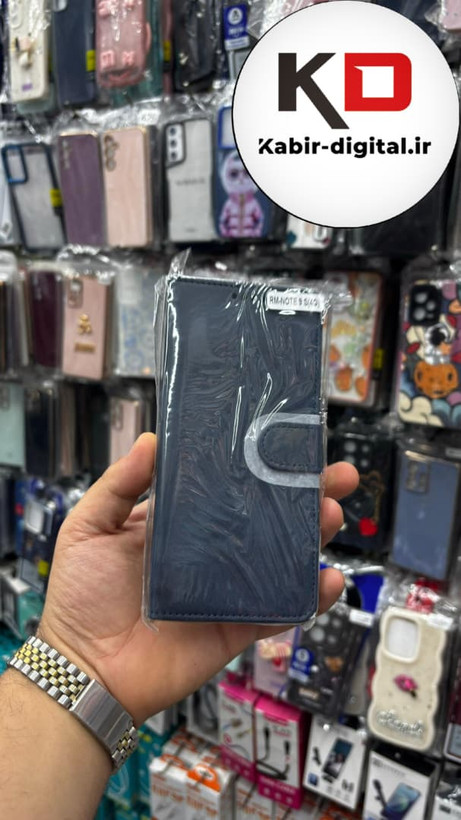 قاب گوشی Redmi Note 9 Pro / Note 9s شیائومی چرم مگنتی جاکارتی بند آویز دار سرمه ایی