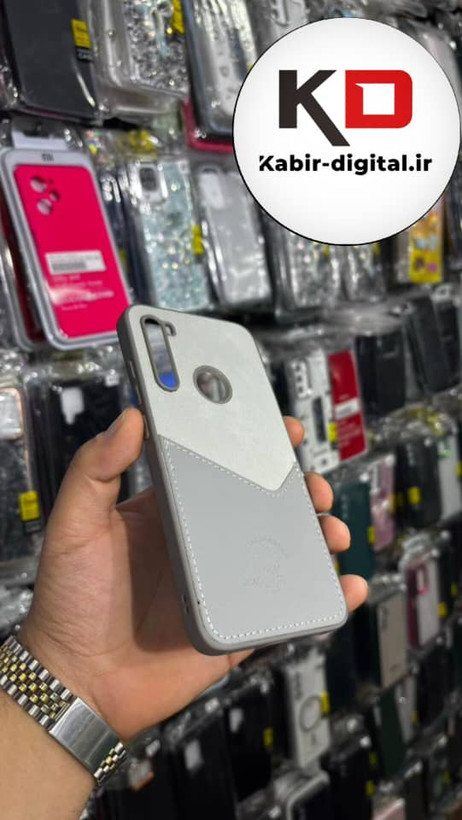 قاب گوشی Redmi Note 8 شیائومی طرح دو تیکه پارچه و چرم کلاسیک HARD چرمی پولوPULO جاکارتی دار چرمی خاکستری