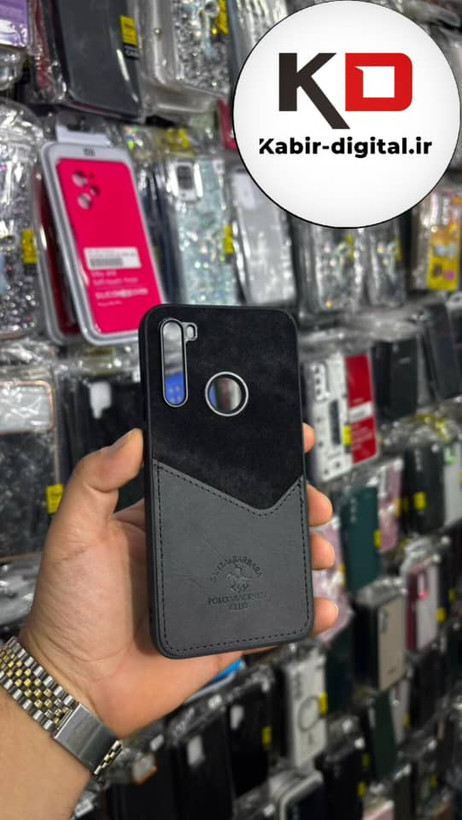 قاب گوشی Redmi Note 8 شیائومی طرح دو تیکه پارچه و چرم کلاسیک HARD چرمی پولوPULO جاکارتی دار چرمی مشکی