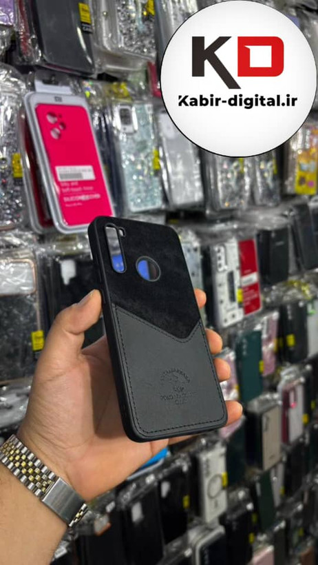 قاب گوشی Redmi Note 8 شیائومی طرح دو تیکه پارچه و چرم کلاسیک HARD چرمی پولوPULO جاکارتی دار چرمی مشکی