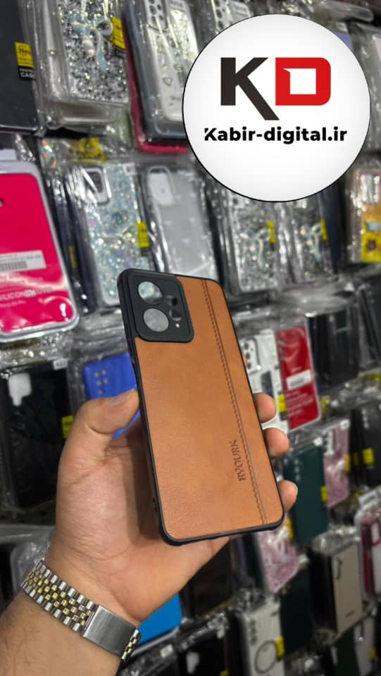 قاب گوشی Redmi Note 12 4g شیائومی طرح ژله ای چرمی ساده قهوه ایی