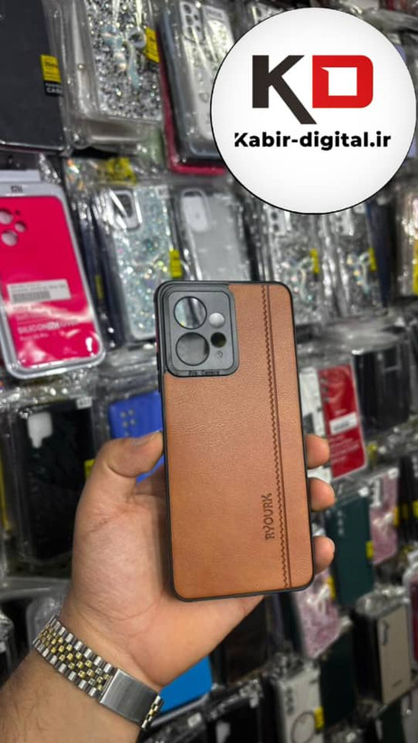 قاب گوشی Redmi Note 12 4g شیائومی طرح ژله ای چرمی ساده قهوه ایی