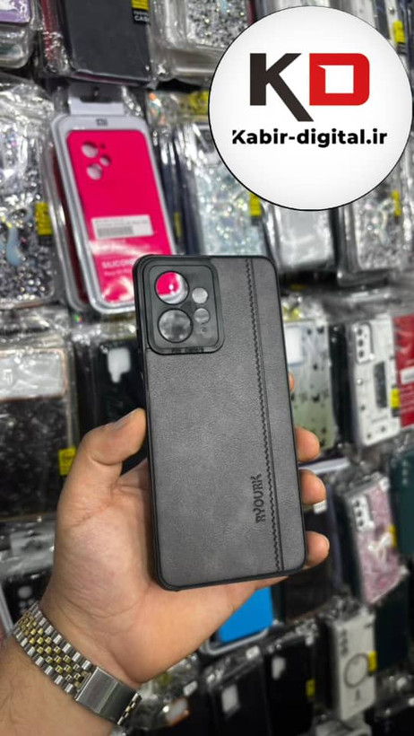 قاب گوشی Redmi Note 12 4g شیائومی طرح ژله ای چرمی ساده خاکستری
