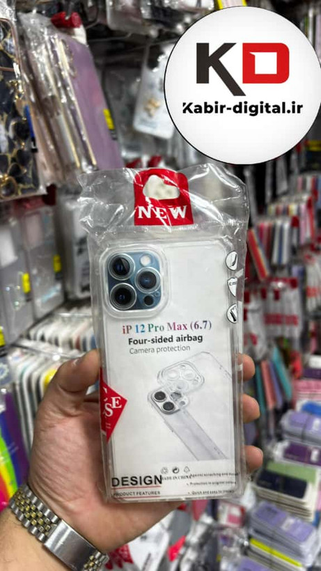 قاب گوشی iPhone 12 Pro Max آیفون طرح ژله ای شفاف بی رنگ ایربگ دار کپسولی محافظ لنز دار