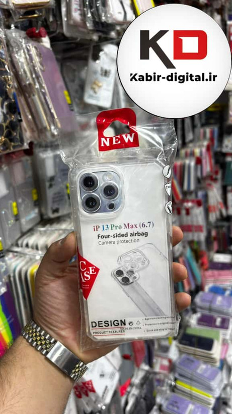 قاب گوشی iPhone 13 Pro Max آیفون طرح ژله ای شفاف بی رنگ ایربگ دار کپسولی محافظ لنز دار
