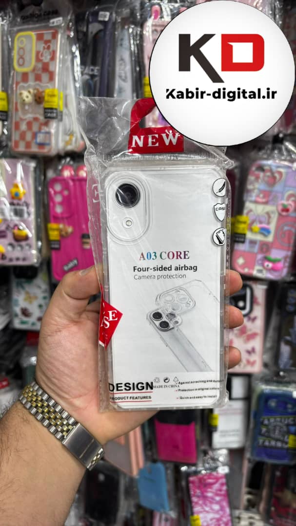 قاب گوشی Galaxy A03 core سامسونگ طرح ژله ای شفاف بی رنگ ایربگ دار کپسولی محافظ لنز دار