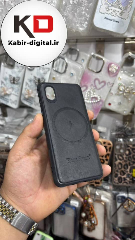 قاب گوشی Galaxy A01 core سامسونگ چرمی ژله ای طرح مگ سیف Fierre Shann محافظ لنز دار مشکی