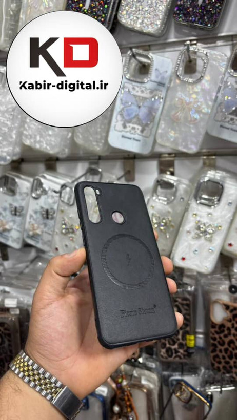 قاب گوشی Redmi Note 8 شیائومی چرمی ژله ای طرح مگ سیف Fierre Shann محافظ لنز دار مشکی