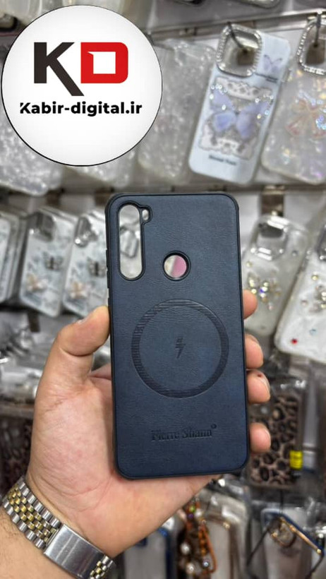 قاب گوشی Redmi Note 8 شیائومی چرمی ژله ای طرح مگ سیف Fierre Shann محافظ لنز دار سرمه ایی