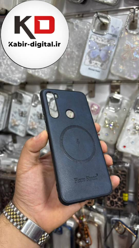قاب گوشی Redmi Note 8 شیائومی چرمی ژله ای طرح مگ سیف Fierre Shann محافظ لنز دار سرمه ایی