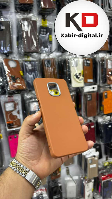 قاب گوشی Redmi Note 9s / Note 9 Pro شیائومی لدر دیزاین SOFT Lether Design سیلیکونی پاپ سوکت دار عروسکی طرح چرم قهوه ایی