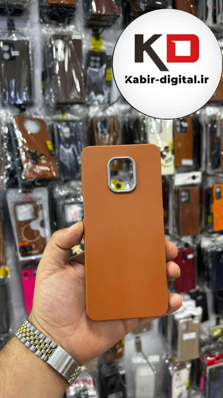 قاب گوشی Redmi Note 9s / Note 9 Pro شیائومی لدر دیزاین SOFT Lether Design سیلیکونی پاپ سوکت دار عروسکی طرح چرم قهوه ایی