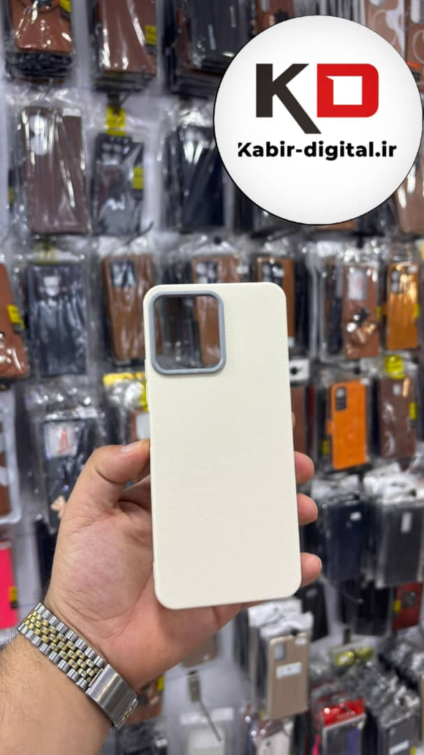قاب گوشی Redmi 12 شیائومی لدر دیزاین SOFT Lether Design سیلیکونی پاپ سوکت دار عروسکی طرح چرم کرمی