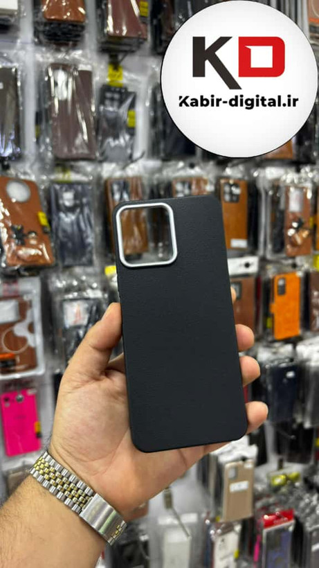 قاب گوشی Redmi 12 شیائومی لدر دیزاین SOFT Lether Design سیلیکونی پاپ سوکت دار عروسکی طرح چرم مشکی