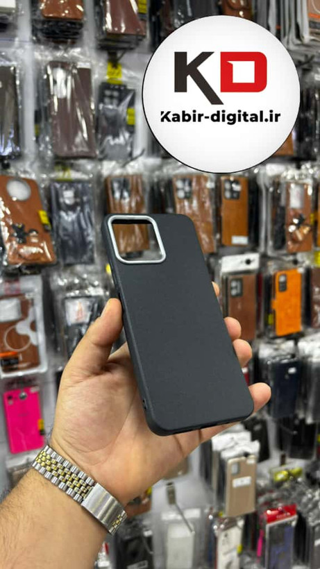 قاب گوشی Redmi 12 شیائومی لدر دیزاین SOFT Lether Design سیلیکونی پاپ سوکت دار عروسکی طرح چرم مشکی