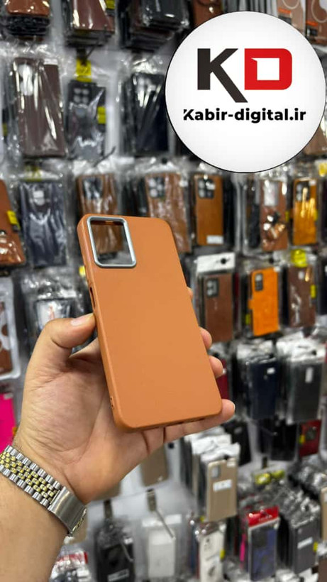 قاب گوشی Redmi Note 10/ Poco M5s / Redmi Note 10S شیائومی لدر دیزاین SOFT Lether Design سیلیکونی پاپ سوکت دار عروسکی طرح چرم قهوه ایی