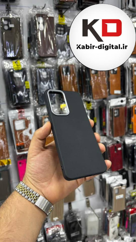 قاب گوشی Galaxy A33 سامسونگ لدر دیزاین SOFT Lether Design سیلیکونی پاپ سوکت دار عروسکی طرح چرم مشکی