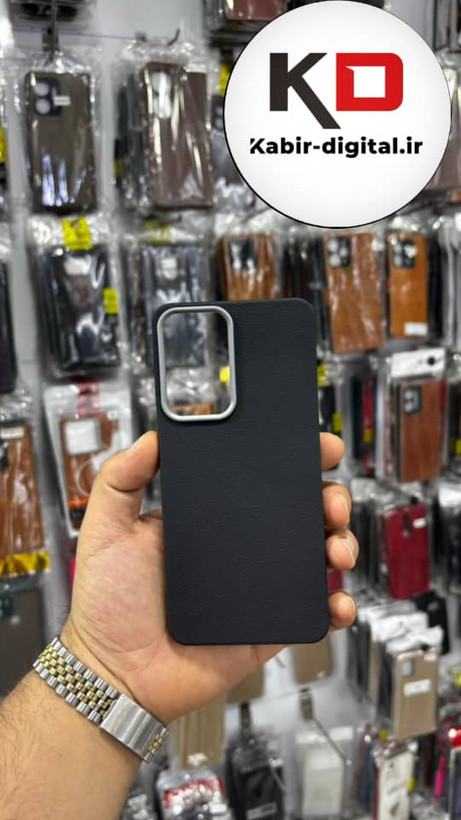 قاب گوشی Galaxy A33 سامسونگ لدر دیزاین SOFT Lether Design سیلیکونی پاپ سوکت دار عروسکی طرح چرم مشکی