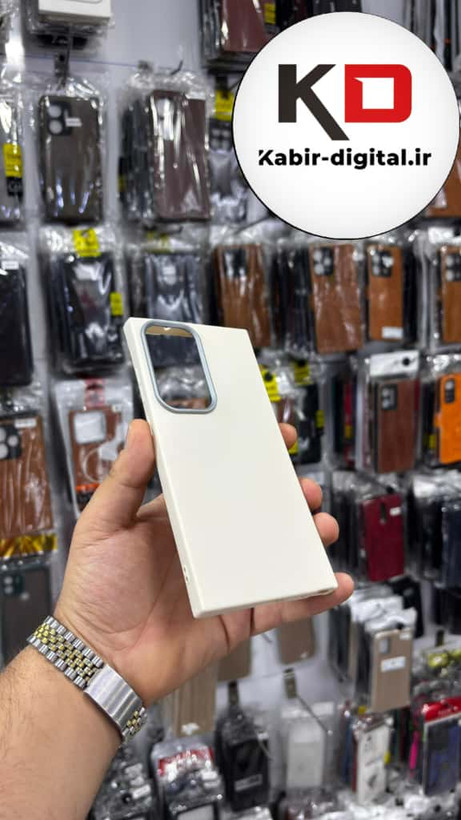 قاب گوشی Galaxy S23 Ultra سامسونگ لدر دیزاین SOFT Lether Design سیلیکونی پاپ سوکت دار عروسکی طرح چرم کرمی
