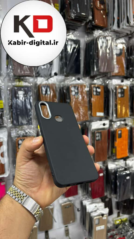 قاب گوشی Galaxy A10s سامسونگ لدر دیزاین SOFT Lether Design سیلیکونی پاپ سوکت دار عروسکی طرح چرم مشکی