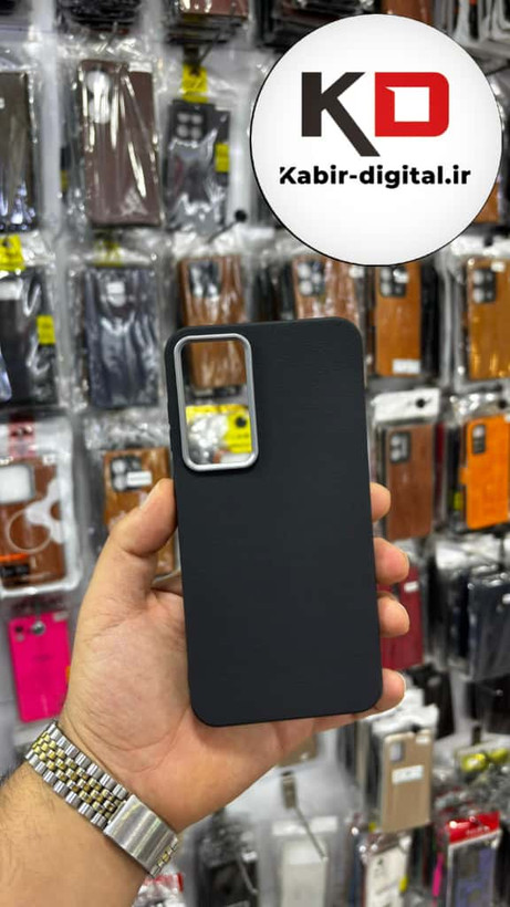 قاب گوشی Galaxy A35/A55 سامسونگ لدر دیزاین SOFT Lether Design سیلیکونی پاپ سوکت دار عروسکی طرح چرم مشکی