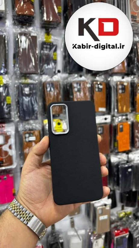 قاب گوشی Galaxy A34 سامسونگ لدر دیزاین SOFT Lether Design سیلیکونی پاپ سوکت دار عروسکی طرح چرم مشکی