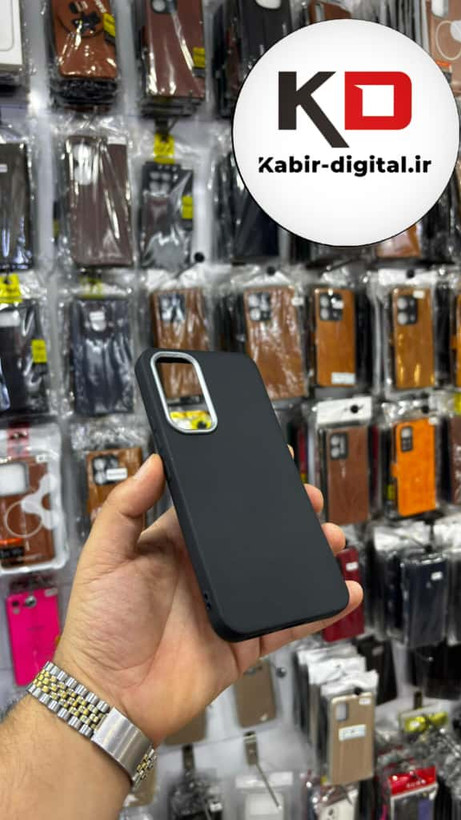 قاب گوشی Galaxy A54 سامسونگ لدر دیزاین SOFT Lether Design سیلیکونی پاپ سوکت دار عروسکی طرح چرم مشکی