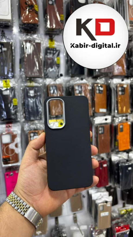 قاب گوشی Galaxy A54 سامسونگ لدر دیزاین SOFT Lether Design سیلیکونی پاپ سوکت دار عروسکی طرح چرم مشکی