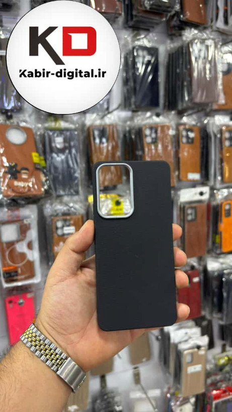 قاب گوشی Galaxy A53 سامسونگ لدر دیزاین SOFT Lether Design سیلیکونی پاپ سوکت دار عروسکی طرح چرم مشکی