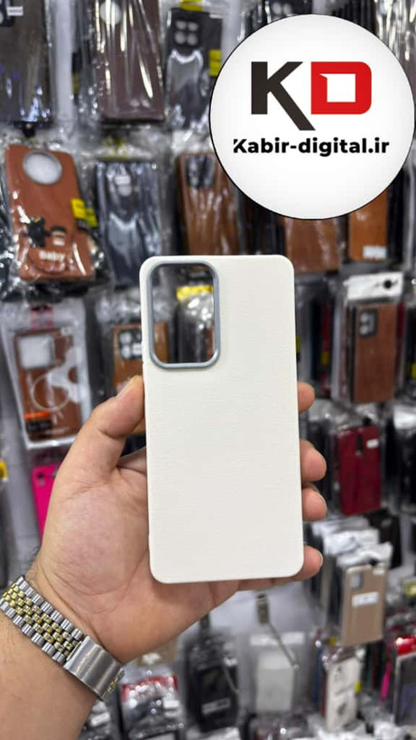 قاب گوشی Galaxy A53 سامسونگ لدر دیزاین SOFT Lether Design سیلیکونی پاپ سوکت دار عروسکی طرح چرم کرمی