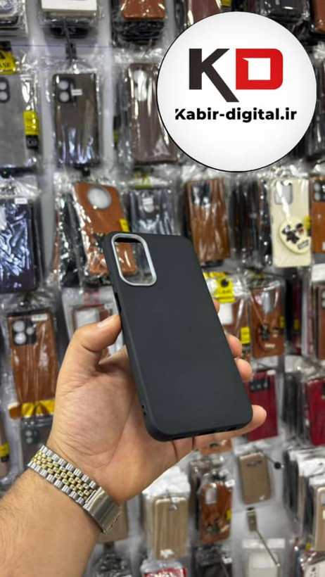 قاب گوشی Galaxy A15 سامسونگ لدر دیزاین SOFT Lether Design سیلیکونی پاپ سوکت دار عروسکی طرح چرم مشکی