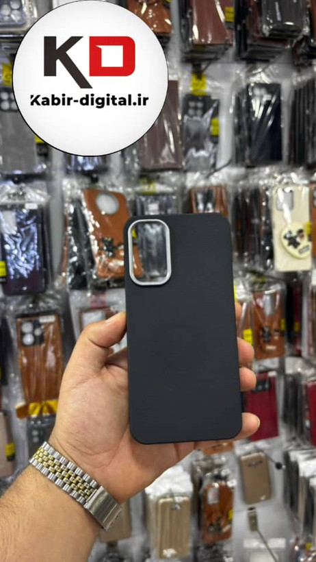 قاب گوشی Galaxy A15 سامسونگ لدر دیزاین SOFT Lether Design سیلیکونی پاپ سوکت دار عروسکی طرح چرم مشکی