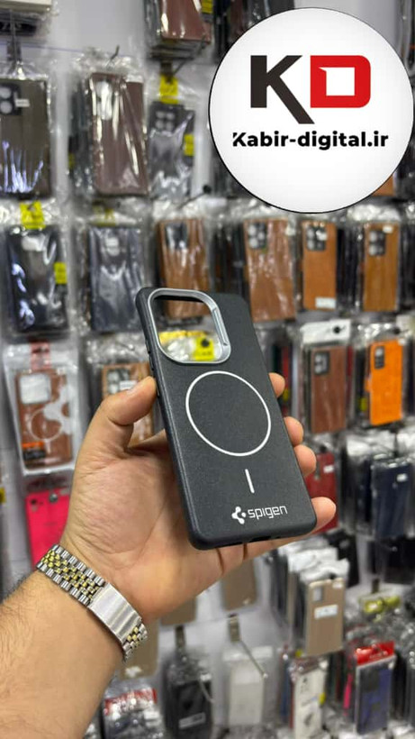 قاب گوشی Redmi Note 13 Pro 4G / Poco M6 Pro 4G / Redmi Note 14S شیائومی لدر دیزاین SOFT Lether Design اسپیگن Spigen سیلیکونی طرح مگ سیف مشکی