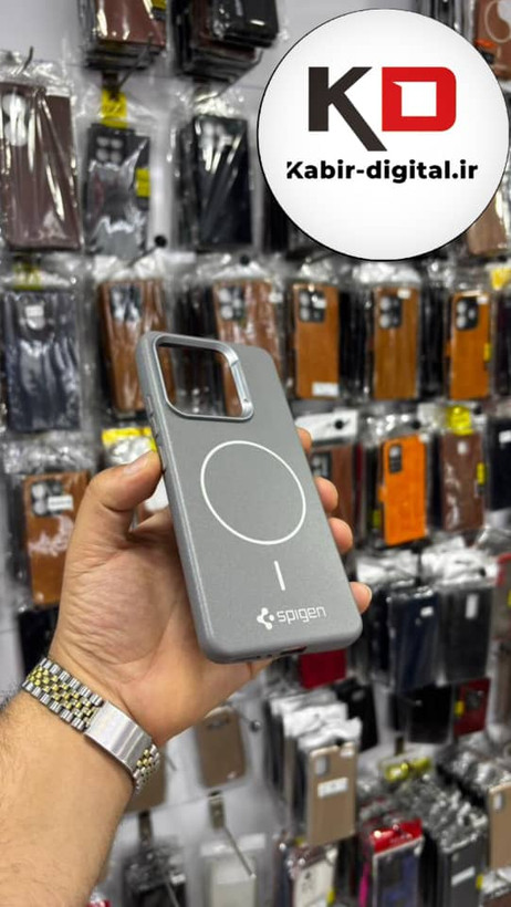 قاب گوشی Redmi Note 13 4G شیائومی لدر دیزاین SOFT Lether Design اسپیگن Spigen سیلیکونی طرح مگ سیف خاکستری