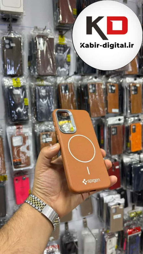 قاب گوشی Galaxy A55/A35 سامسونگ لدر دیزاین SOFT Lether Design اسپیگن Spigen سیلیکونی طرح مگ سیف قهوه ای
