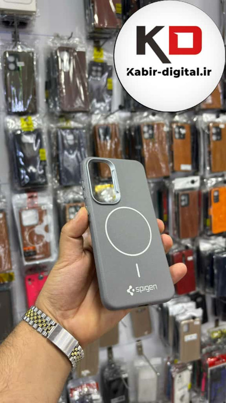 قاب گوشی Galaxy A55/A35 سامسونگ لدر دیزاین SOFT Lether Design اسپیگن Spigen سیلیکونی طرح مگ سیف خاکستری