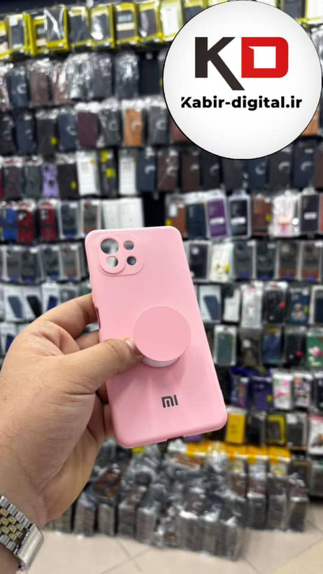 قاب گوشی Mi 11 Lite شیائومی سیلیکونی های کپی زیر بسته صورتی پاپ سوکت دار
