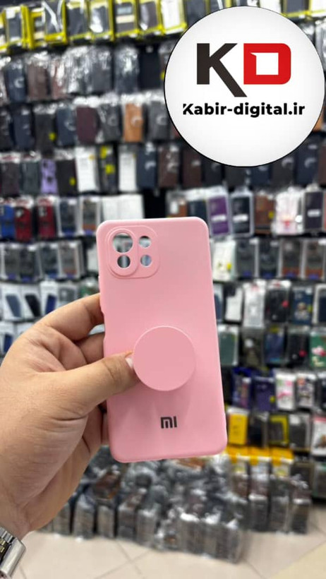 قاب گوشی Mi 11 Lite شیائومی سیلیکونی های کپی زیر بسته صورتی پاپ سوکت دار