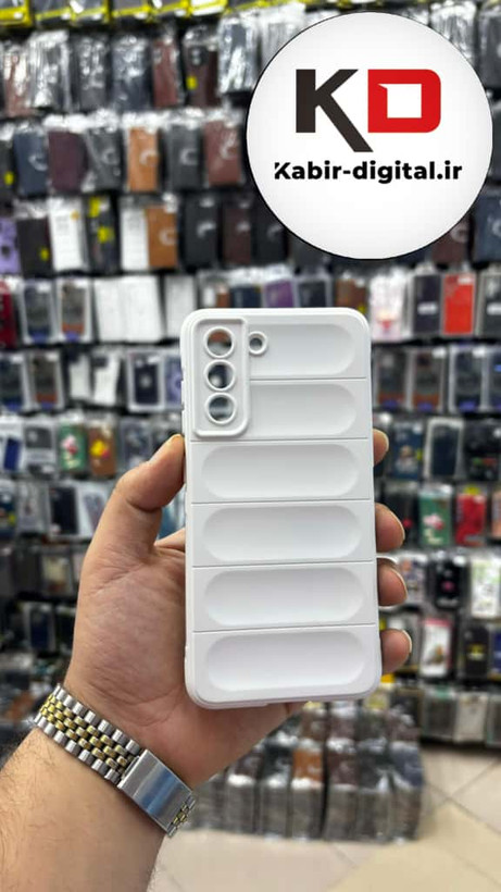 قاب گوشی Galaxy S21 FE سامسونگ سیلیکونی پافر PC زیر بسته محافظ لنز دار سفید